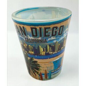 San Diego California Shot Glass Travel Souvenir Beach Scene Iconic Landmarks